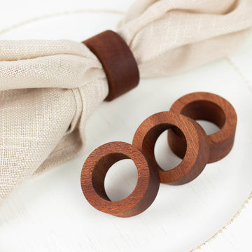 Cinnamon Brown Hardwood Napkin Ring Wood Slices - Timeless Elegance for Every Occasion