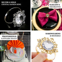 6 Pack | 2inch Gold Metal Diamond Bling Napkin Holders, Crystal Rhinestone Napkin Rings