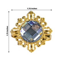 6 Pack | 2inch Gold Metal Clear Diamond Bling Napkin Holders, Crystal Rhinestone Napkin Rings
