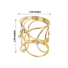 4 Pack Gold Metal Rhinestone Napkin Rings With Hollow Woven Style, Elegant Napkin Holders