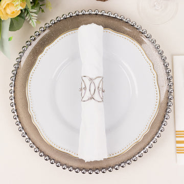 Elevate Your Table Settings with Silver Metal Rhinestone Napkin Rings