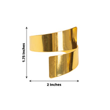 4 Pack | Shiny Gold Metal Scroll Wrap Cuff Band Napkin Rings, Decorative Swirl Serviette Buckle