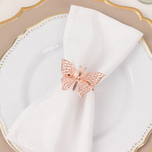 4 Pack | Metallic Blush Rose Gold Laser Cut Butterfly Napkin Rings, Decorative Cloth Napkin Holders