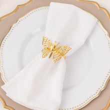 4 Pack | Metallic Gold Laser Cut Butterfly Napkin Rings, Decorative Cloth Napkin Holders