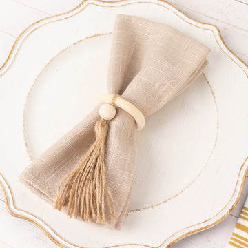 Add a Rustic Touch to Your Table with Cream Wooden Napkin Rings