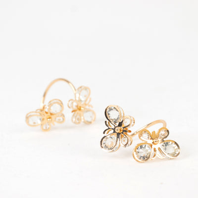 Gold butterfly earrings with clear gemstones