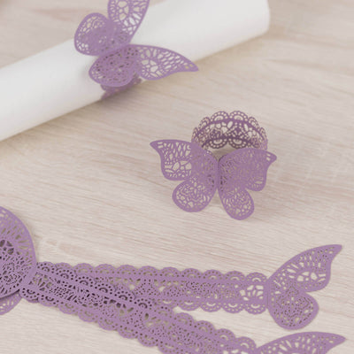 Purple lace butterfly decorations for crafts and gifts.