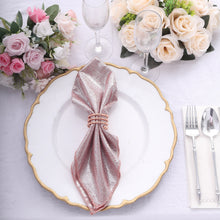 5 Pack Rose Gold Shimmer Sequin Dots Polyester Dinner Napkins, Reusable Sparkle Glitter Cloth Table 