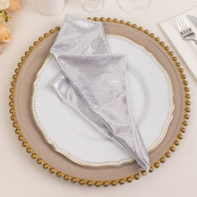 5 Pack Silver Shimmer Sequin Dots Polyester Dinner Napkins, Reusable Sparkle Glitter Cloth Table