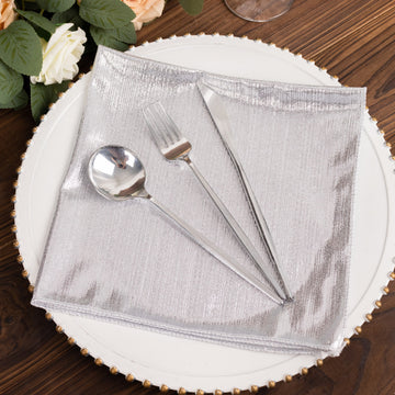 Versatile and Stylish Silver Shimmer Sequin Napkins