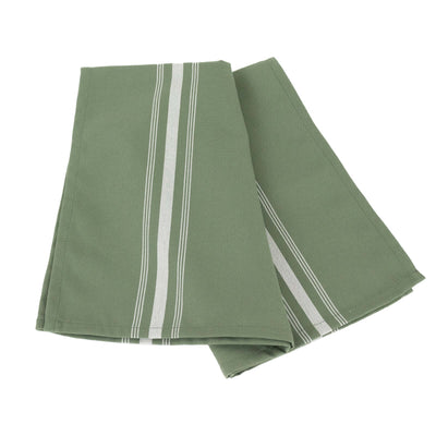 Green kitchen towels with white stripes