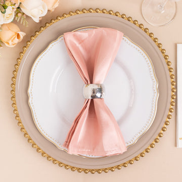 Elevate Your Table Setting with Dusty Rose Striped Satin Cloth Napkins