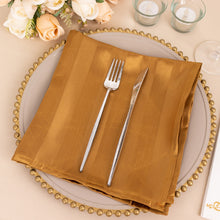5 Pack Gold Striped Satin Cloth Napkins, Wrinkle-Free Reusable Dinner Napkins