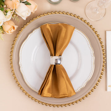 Add Elegance to Your Table with Gold Striped Satin Cloth Napkins