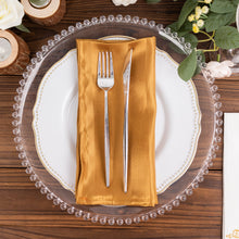 5 Pack Gold Striped Satin Cloth Napkins, Wrinkle-Free Reusable Dinner Napkins