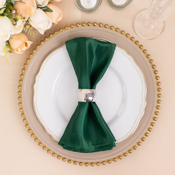 Elevate Your Table Setting with Hunter Green Striped Satin Cloth Napkins