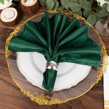 Create Memorable Moments with Hunter Green Striped Satin Cloth Napkins