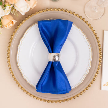Elevate Your Table Setting with Royal Blue Striped Satin Napkins