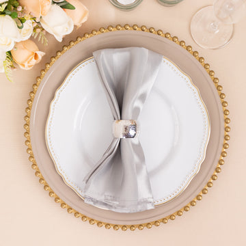 Elevate Your Table Setting with Silver Striped Satin Cloth Napkins