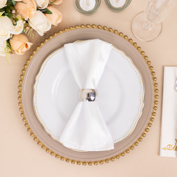 Elevate Your Table Setting with White Striped Satin Napkins