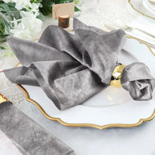 5 Pack | Charcoal Gray Premium Sheen Finish Velvet Cloth Dinner Napkins