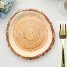 25 Pack | 7inch Natural Farmhouse Wood Slice Paper Dessert Plates, Rustic Disposable Appetizer Salad Party Plates
