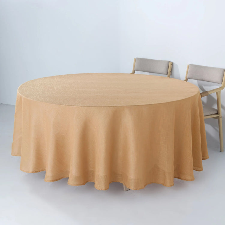 108 Inch Round Natural Linen Tablecloth With Slubby Texture