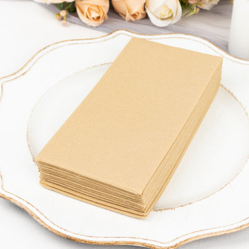 20 Pack | Natural Soft Linen-Feel Airlaid Paper Party Napkins, Highly Absorbent Disposable Dinner Napkins