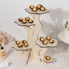5-Tier Natural Laser Cut Wooden Tree Tower Cake Stand, Rustic Cupcake Dessert Display Stand