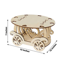 Natural Wooden Carriage Wedding Cake Stand, Laser Cut Cupcake Holder with 12inch Round Display Plate