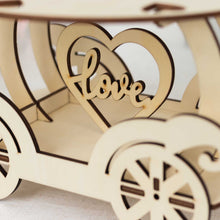 Natural Wooden Carriage Wedding Cake Stand, Laser Cut Cupcake Holder with 12inch Round Display Plate