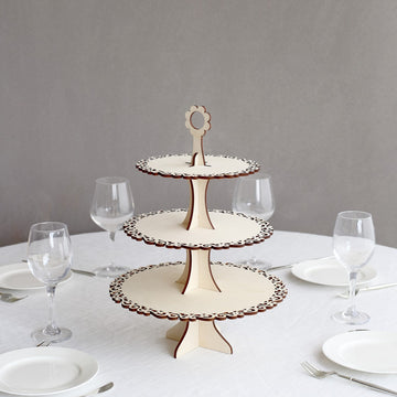 Elevate Your Dessert Presentation with the 3-Tier Natural Wooden Cupcake Dessert Display Stand