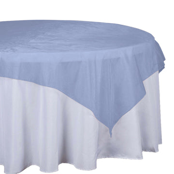 Add Elegance and Style to Your Table Setting with the Navy Blue Organza Square Table Overlay