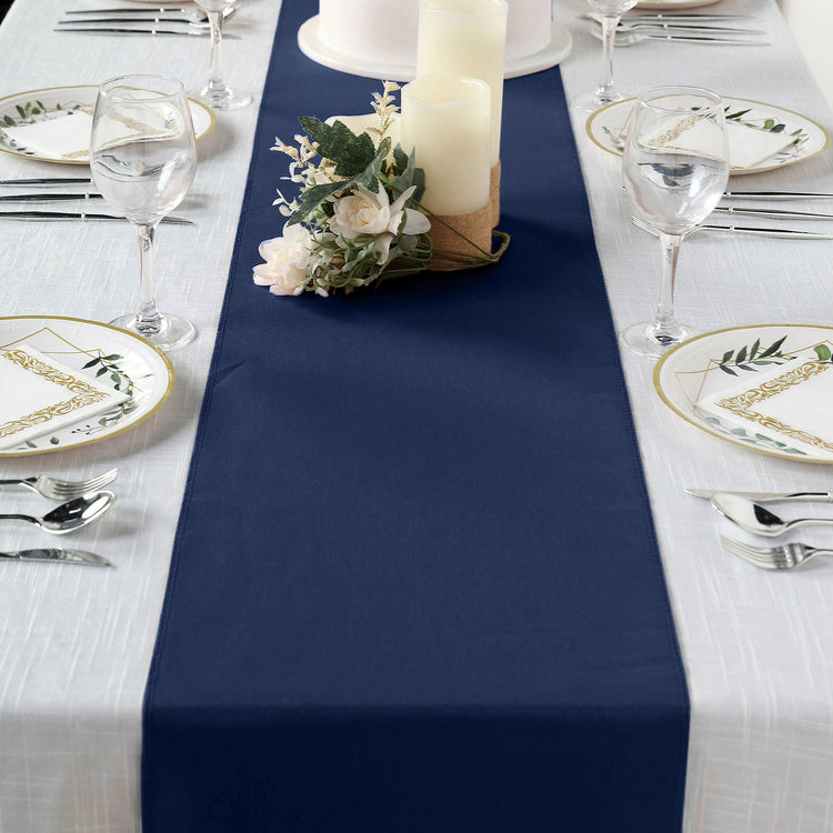 Navy Blue Polyester Table Runner 12 Inch x 108 Inch