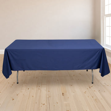 Navy Blue Premium Scuba Rectangular Tablecloth, Wrinkle Free Polyester Seamless Tablecloth - 60"x102"