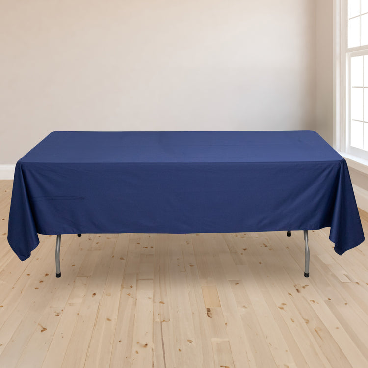 Navy Blue Premium Scuba Rectangular Tablecloth Wrinkle Free Polyester Seamless Tablecloth 60x102inch