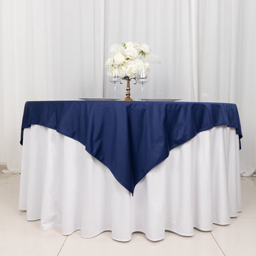 <strong>Navy Blue Premium Scuba Square Table Overlay : The Ultimate in Sophistication </strong>