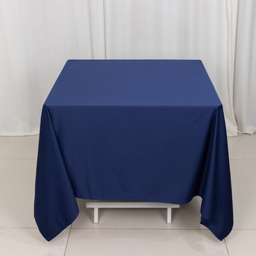 Navy Blue Premium Scuba Square Tablecloth, Wrinkle Free Polyester Seamless Tablecloth 70"