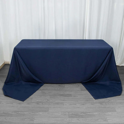 Navy tablecloth draped elegantly over a table.