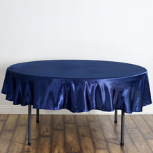 90 Inch Navy Blue Round Satin Tablecloth