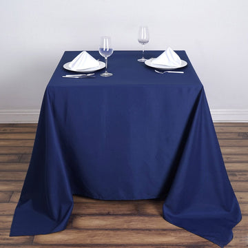 Elevate Your Event Decor with a Navy Blue Polyester Tablecloth