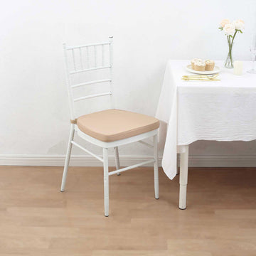 Nude Chiavari Chair Pad, Memory Foam Seat Cushion With Ties and Removable Cover 2" Thick