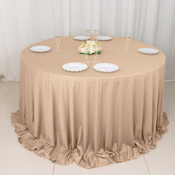 Experience Luxury and Practicality with the Nude Premium Scuba Round Tablecloth