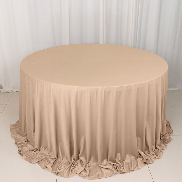 Nude Premium Scuba Round Tablecloth, Wrinkle Free Polyester Seamless Tablecloth 132inch