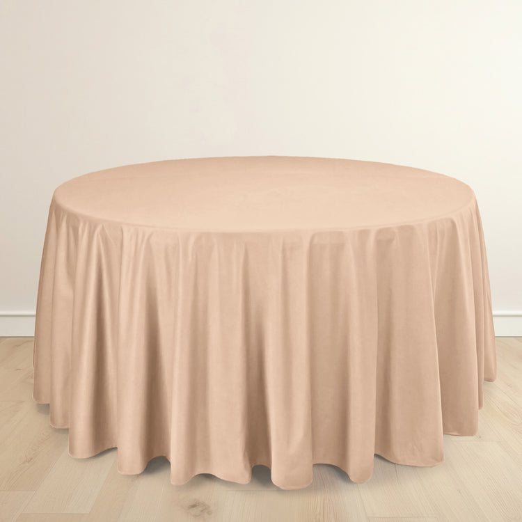 Nude Premium Scuba Round Tablecloth, Wrinkle Free Polyester Seamless Tablecloth 120inch
