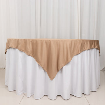 Nude Premium Scuba Square Table Overlay, Wrinkle Free Polyester Seamless Table Topper 70"