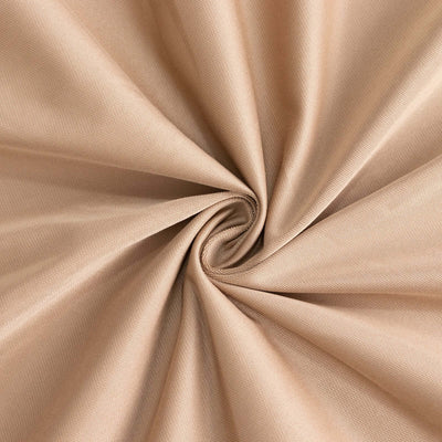Beige fabric texture with a smooth, swirling pattern.