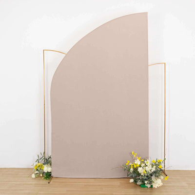 Curved beige backdrop with floral accents for photography display