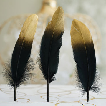Create Unforgettable Moments with Gold Dipped Black Goose Feathers
