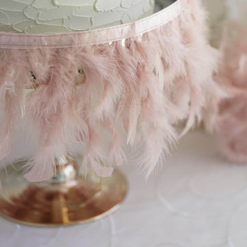 Add a Touch of Elegance with Dusty Rose Real Turkey Feather Fringe Trim